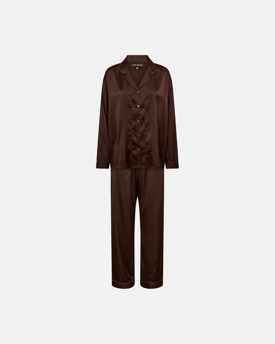 Logo Satin Pyjamas - Brown