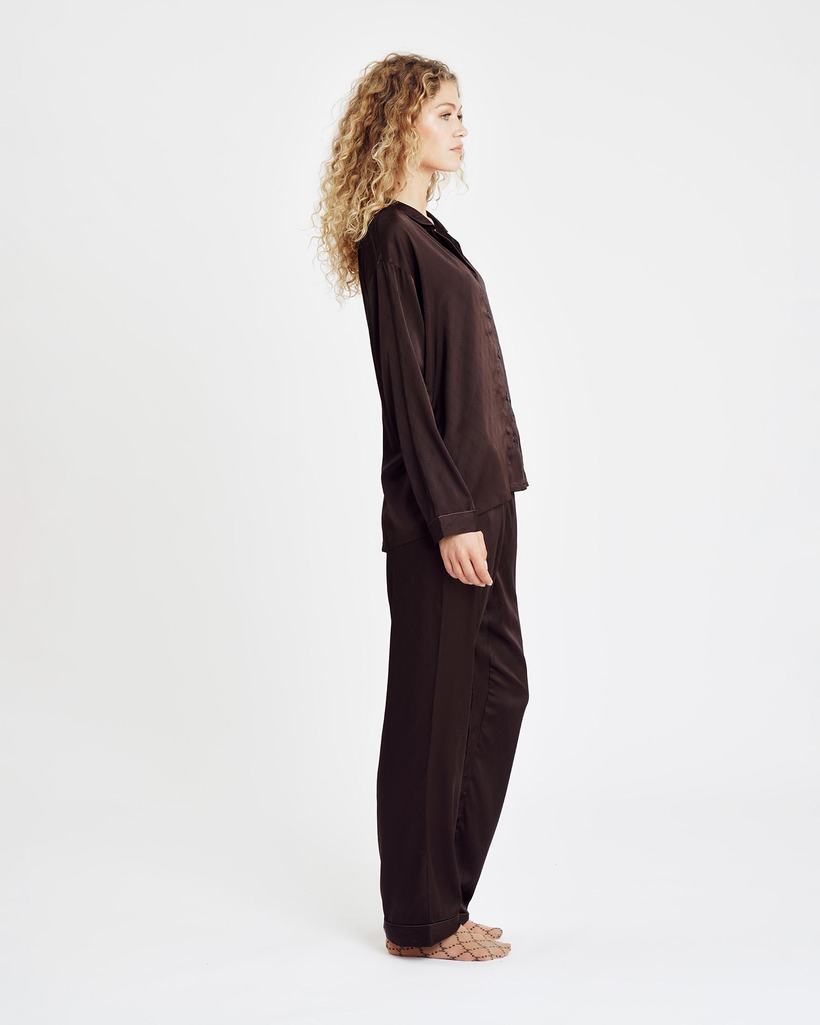 Logo Satin Pyjamas - Brown